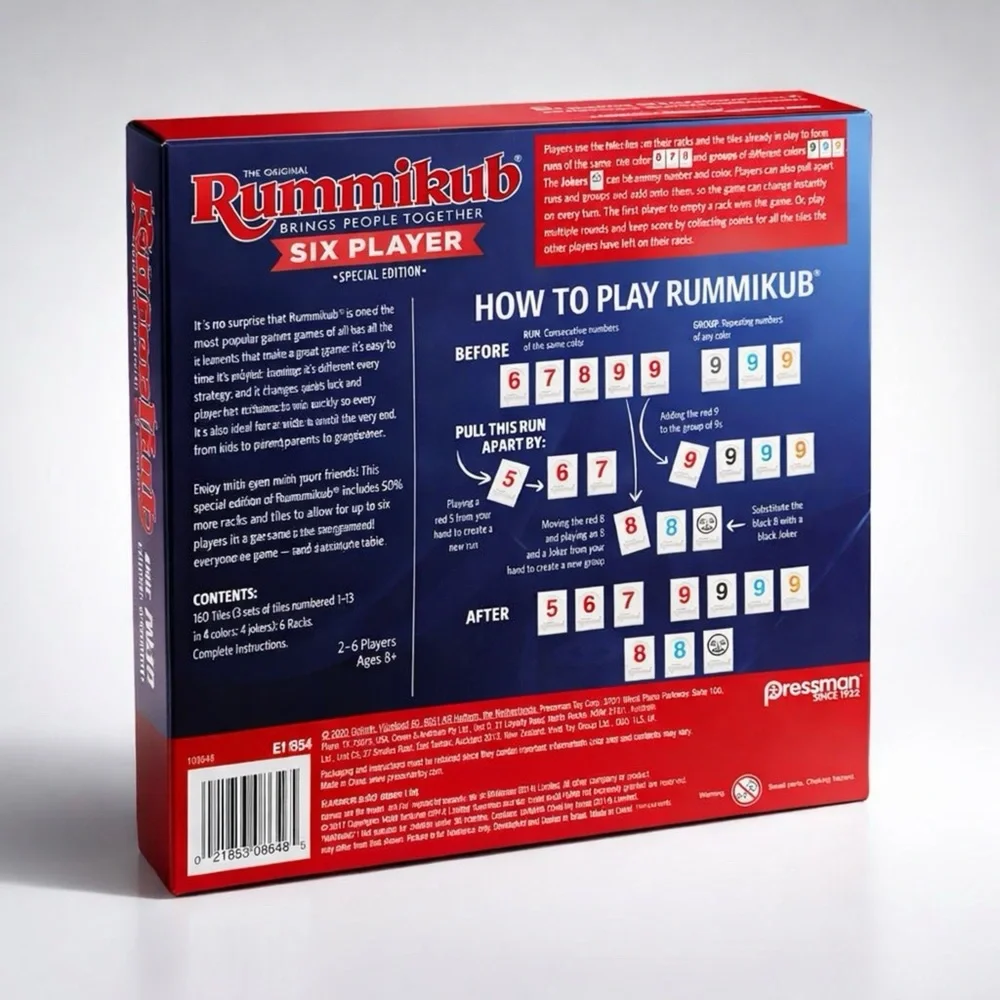 Rummikub Two - Six Player Special Edition Board Game, Ages 8+ 160 Tiles, 6 Racks - Picture 2 of 3
